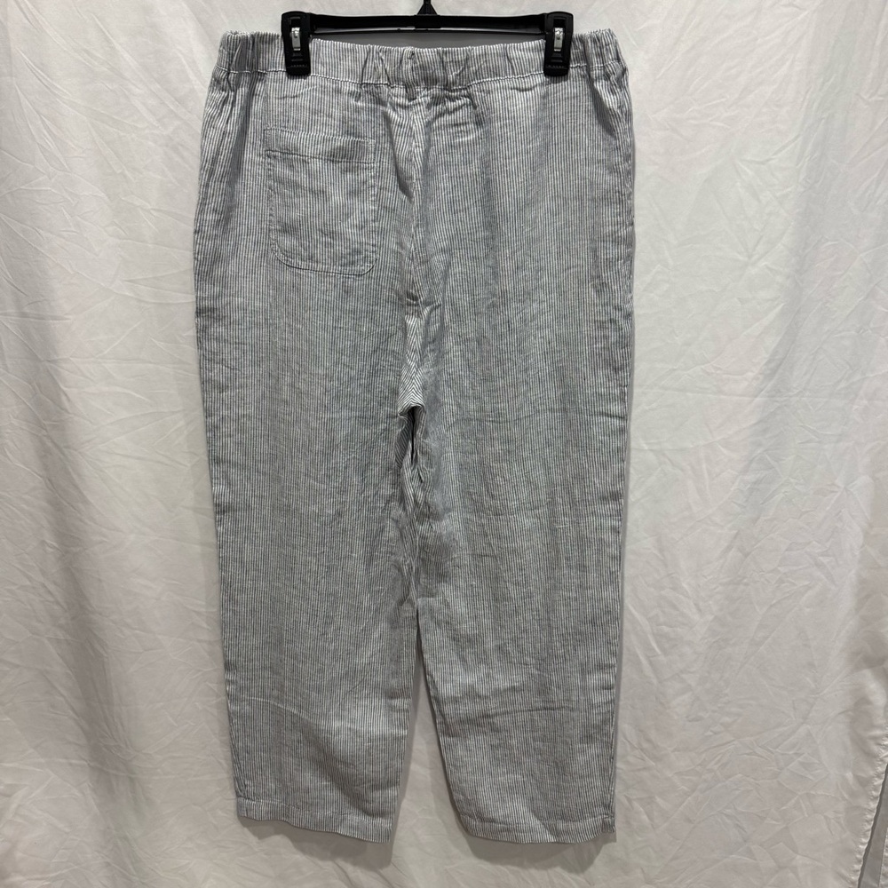 Quince Linen Pull On Pants L Pinstripe Linen Lightweight Summer Trouser Vacation - Picture 6 of 14